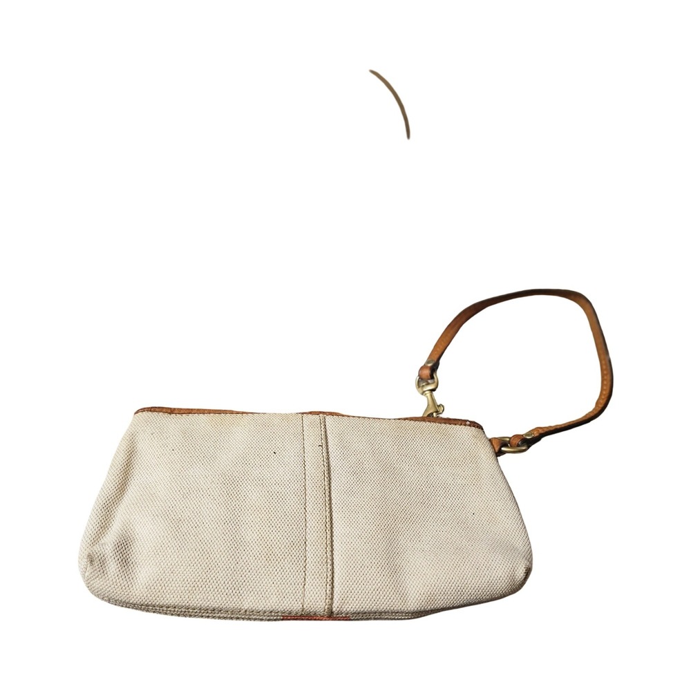 Coach Heritage Stripe Canvas Wristlet Cream Orange Horse and Carriage Logo - Picture 4 of 4